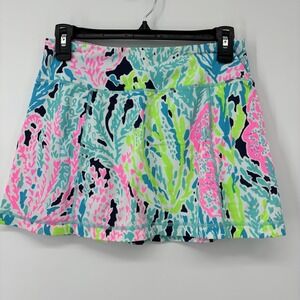Lilly Pulitzer Womens XS Luxletic Josephine Skort Seaside Aqua Let's Cha Cha